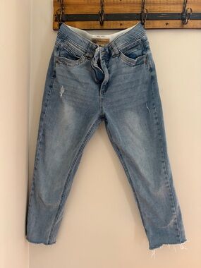 Democracy Light Blue Distressed Mom Jeans